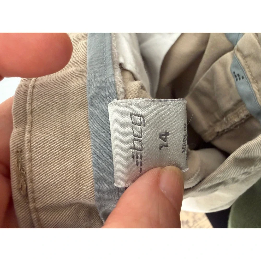 BCG Womens Khaki Chino Shorts Tan Size 14 Casual Cotton Blend Twill Mid Rise